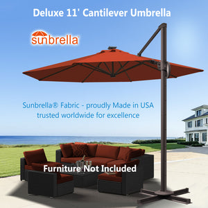 Deluxe 11' Solar LED Cantilever Umbrella
