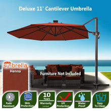 Load image into Gallery viewer, Deluxe 11&#39; Solar LED Cantilever Umbrella

