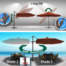 Load image into Gallery viewer, Deluxe 11&#39; Solar LED Cantilever Umbrella
