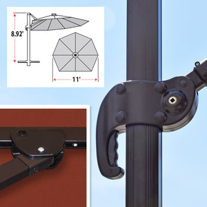 Deluxe 11' Solar LED Cantilever Umbrella