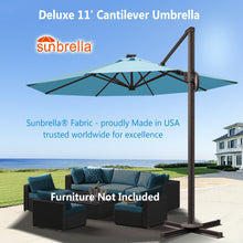 Load image into Gallery viewer, Deluxe 11&#39; Solar LED Cantilever Umbrella
