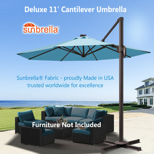 Deluxe 11' Solar LED Cantilever Umbrella
