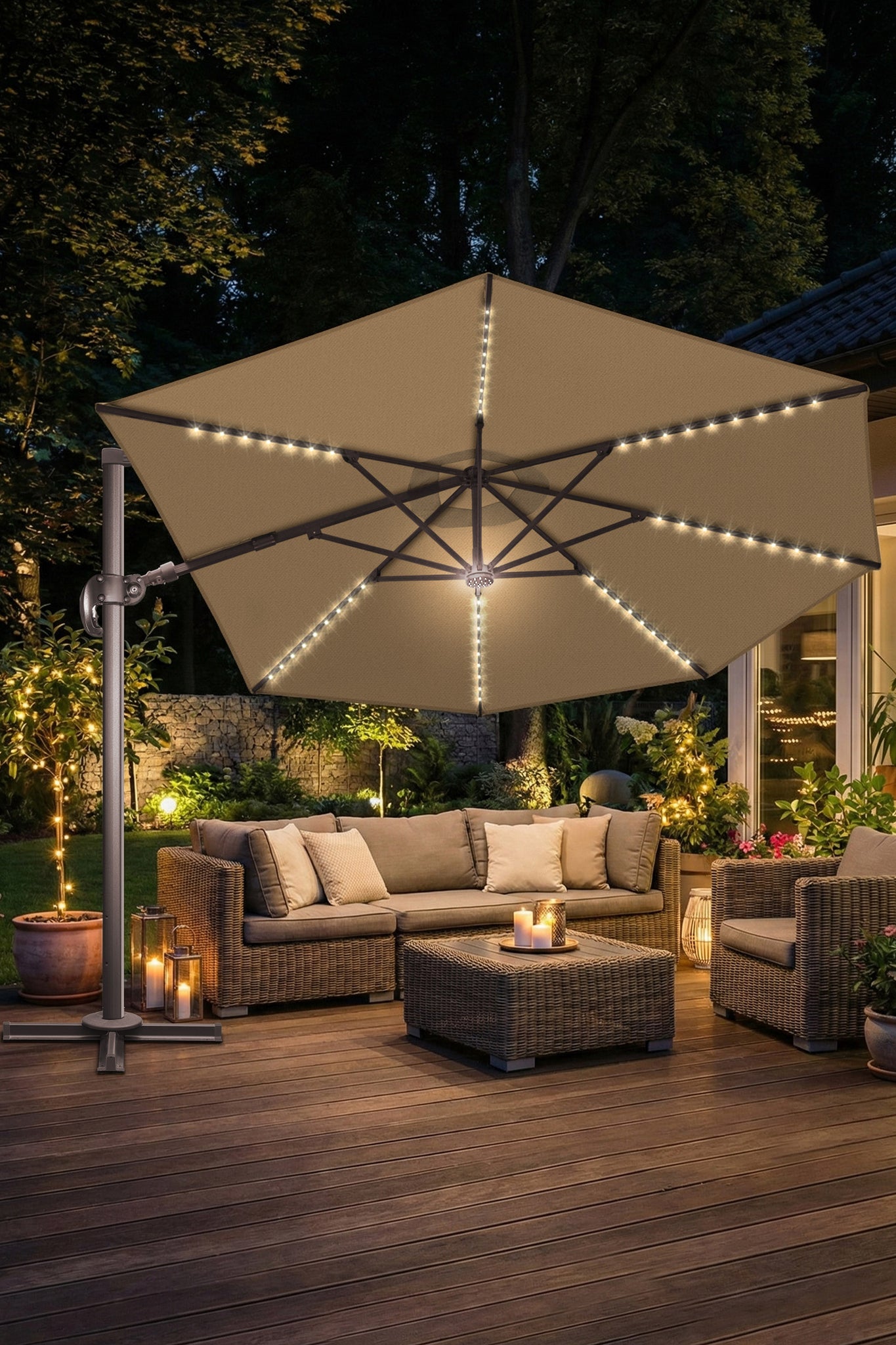 Deluxe Cantilever Umbrella – Sunbrella® Fabric Outdoor Umbrella – Sunrise Umbrella