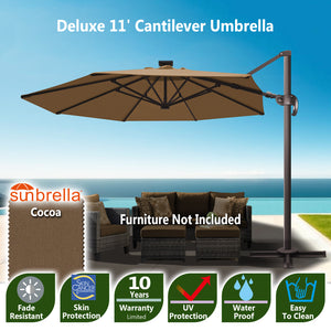Deluxe 11' Solar LED Cantilever Umbrella