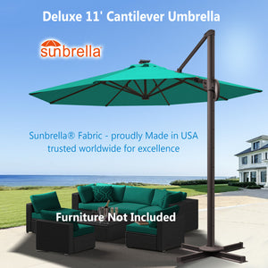 Deluxe 11' Solar LED Cantilever Umbrella