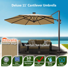 Load image into Gallery viewer, Deluxe 11&#39; Solar LED Cantilever Umbrella
