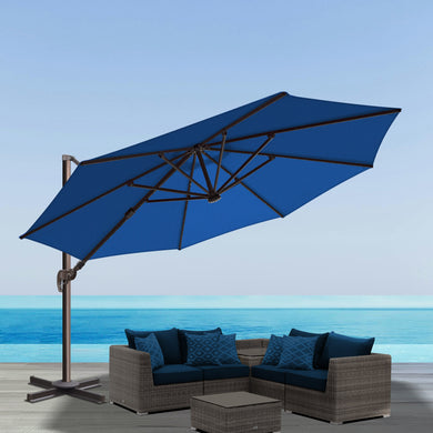 Deluxe Cantilever Umbrella with Sunbrella Fabric in Backyard