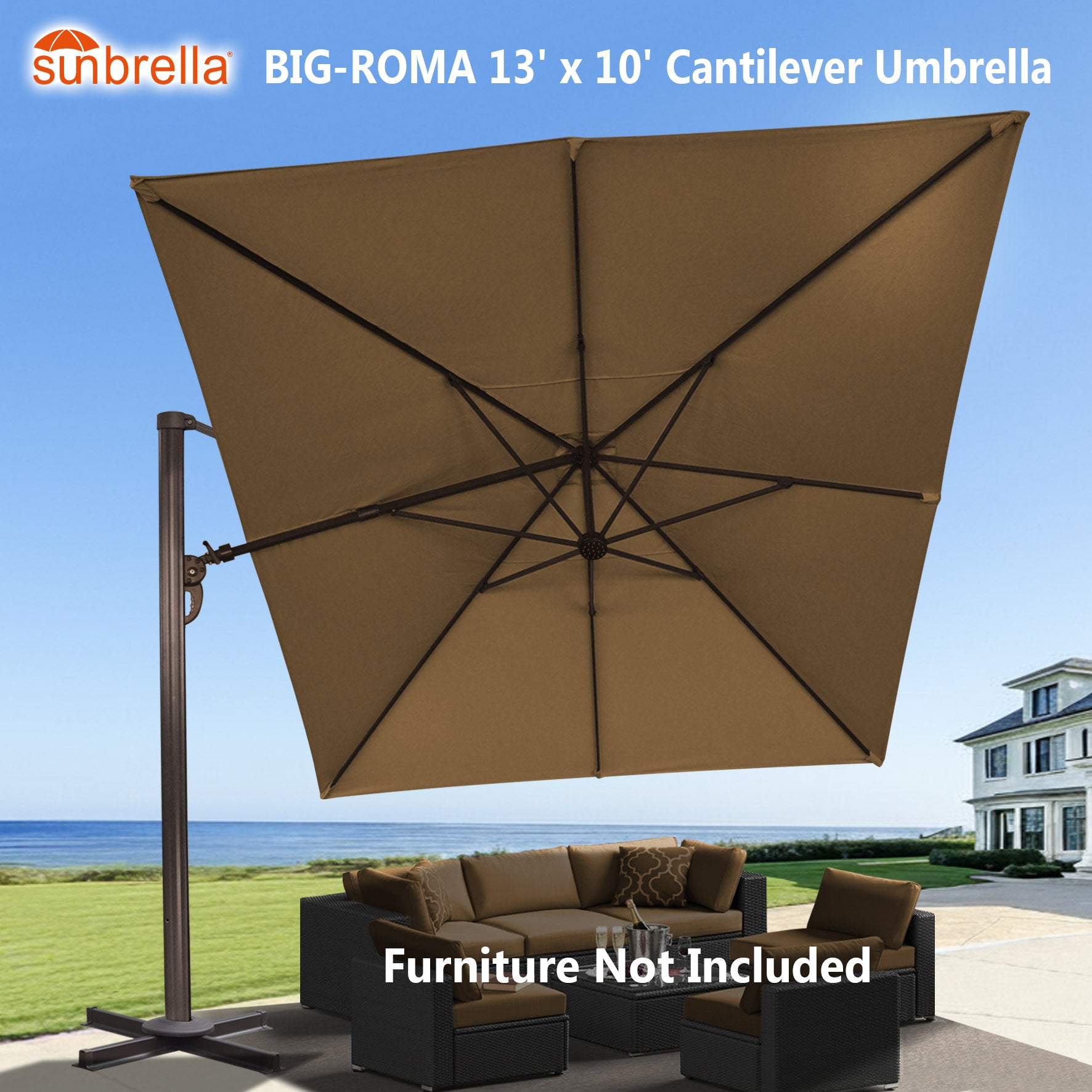 Big Roma Cantilever Umbrella – Large Sunbrella® Fabric Shade – Sunrise Umbrella Big Roma Cantilever Umbrella – Large Sunbrella® Fabric Shade – Sunrise Umbrella