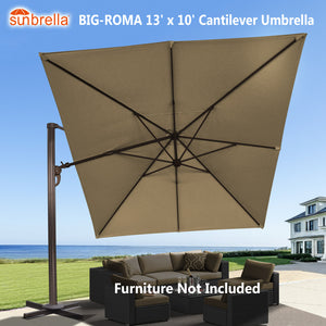 Big Roma 13' x 10' Solar LED Cantilever Umbrella