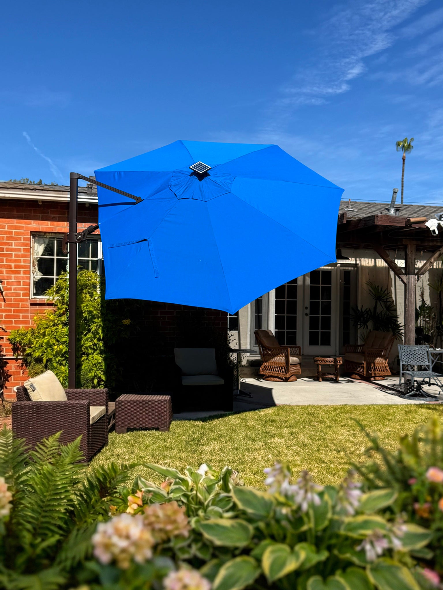 cobalt patio umbrella Deluxe Cantilever Umbrella – Sunbrella® Fabric Outdoor Umbrella – Sunrise Umbrella