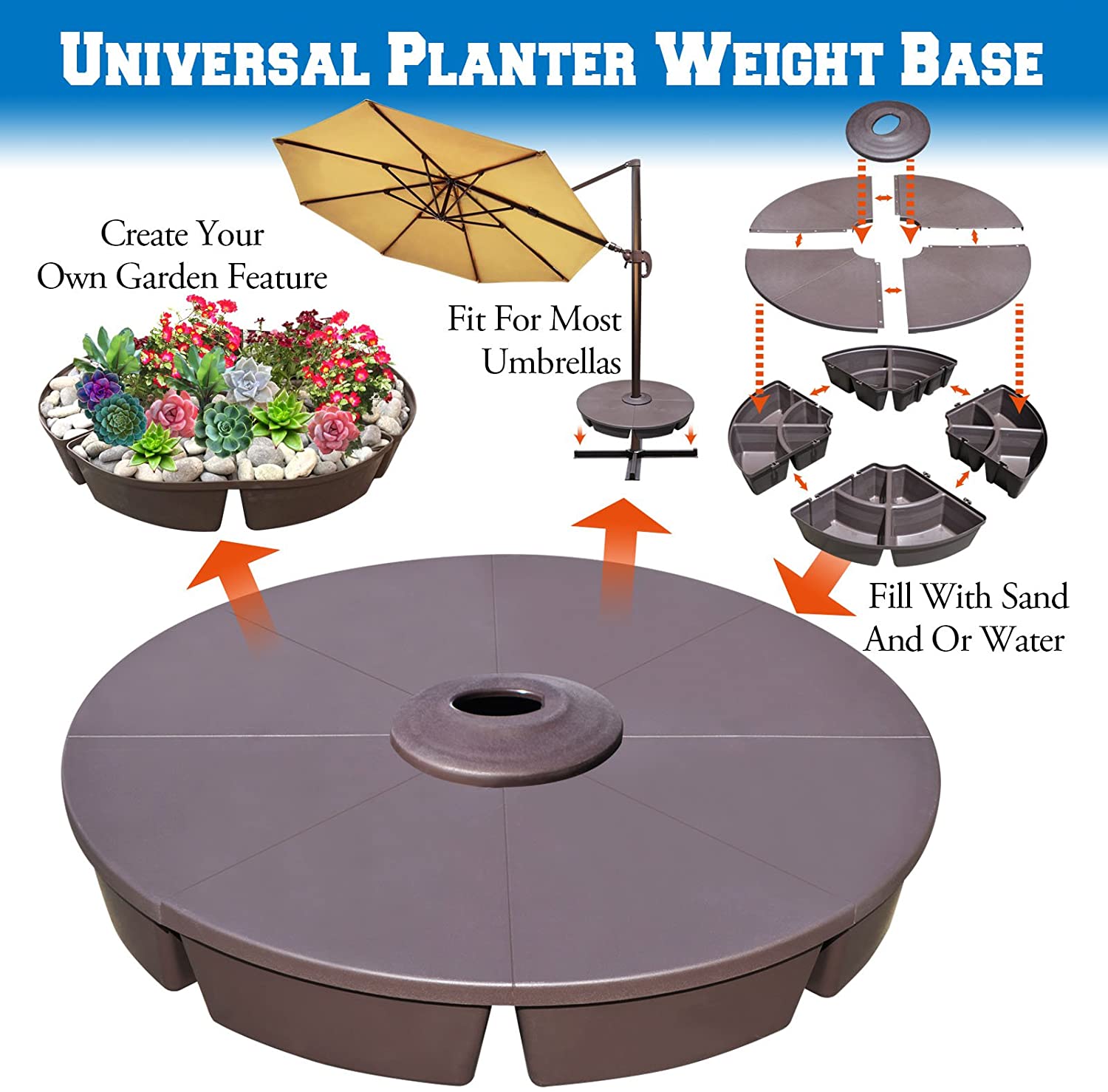 cheap patio umbrellas with stands Cantilever Offset Patio Umbrella Base Stand Outdoor Patio Umbrella Stand Deck Parasol Sand Weight Base, Set of 4