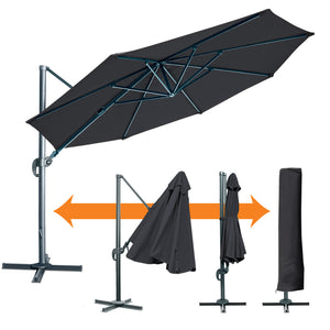 11.5' Deluxe OffSet Hanging Roma Cantilever Patio Umbrella Sunshade Garden Pool