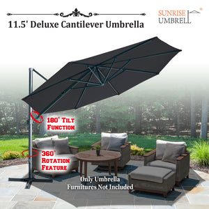 Large 11 Feet Round Wooden Sunbrella Fabric in Any Color Outdoor Market  Umbrella with Pulley System - choose any Sunbrella Fabric #WMAXUMa 