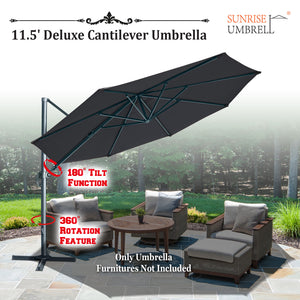 11.5' Deluxe OffSet Hanging Roma Cantilever Patio Umbrella Sunshade Garden Pool