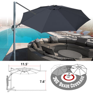 11.5' Deluxe OffSet Hanging Roma Cantilever Patio Umbrella Sunshade Garden Pool