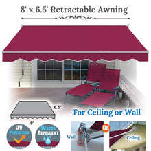 Load image into Gallery viewer, 8&#39; x 6.5&#39; Awning Retractable Manual Yard Patio Deck Awning Cover Canopy Sunshade
