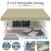 Load image into Gallery viewer, 8&#39; x 6.5&#39; Awning Retractable Manual Yard Patio Deck Awning Cover Canopy Sunshade
