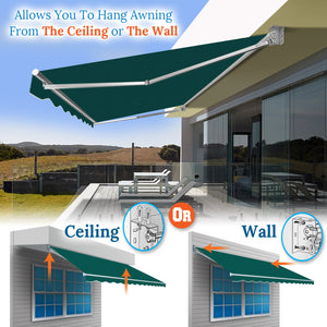 8' x 6.5' Awning Retractable Manual Yard Patio Deck Awning Cover Canopy Sunshade