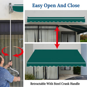 8' x 6.5' Awning Retractable Manual Yard Patio Deck Awning Cover Canopy Sunshade