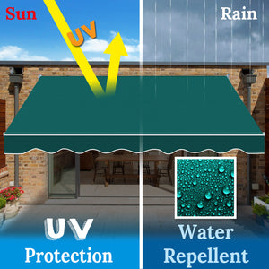 8' x 6.5' Awning Retractable Manual Yard Patio Deck Awning Cover Canopy Sunshade