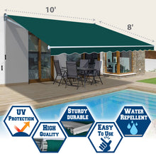 Load image into Gallery viewer, 10&#39; x 8&#39; Awning Retractable Manual Yard Patio Deck Awning Cover Canopy Sunshade
