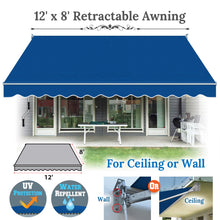 Load image into Gallery viewer, 12&#39; x 8&#39; Awning Retractable Manual Yard Patio Deck Awning Cover Canopy Sunshade
