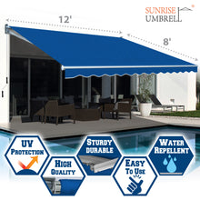 Load image into Gallery viewer, 12&#39; x 8&#39; Awning Retractable Manual Yard Patio Deck Awning Cover Canopy Sunshade
