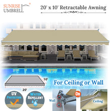 Load image into Gallery viewer, 20&#39; x 10&#39; Awning Retractable Manual Yard Patio Deck Awning Cover Canopy Sunshade
