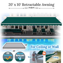 Load image into Gallery viewer, 20&#39; x 10&#39; Awning Retractable Manual Yard Patio Deck Awning Cover Canopy Sunshade
