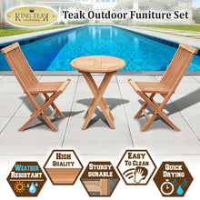 Load image into Gallery viewer, Golden Teak Wood Coffe Bristo Folding Furniture Set (1 table 2 chairs)
