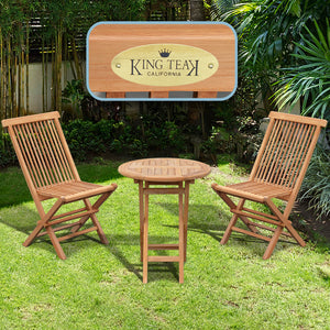 Golden Teak Wood Coffe Bristo Folding Furniture Set (1 table 2 chairs)