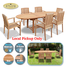 Load image into Gallery viewer, 7 Outdoor Patio Dining Wood Teak Furniture Set 1 Extending Table 6 Chair ( Local Pickup Only)
