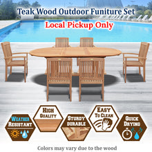 Load image into Gallery viewer, 7 Outdoor Patio Dining Wood Teak Furniture Set 1 Extending Table 6 Chair ( Local Pickup Only)
