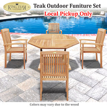 Load image into Gallery viewer, Golden Teak Wood Furniture Set (4 Chairs 1 Octagon Table)-Local Pickup Only
