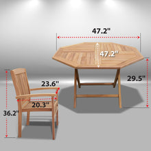 Load image into Gallery viewer, Golden Teak Wood Furniture Set (4 Chairs 1 Octagon Table)-Local Pickup Only
