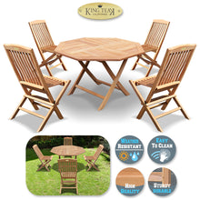 Load image into Gallery viewer, Golden Teak Wood Furniture Set (4 Chairs 1 Octagon Table)-Local Pickup Only
