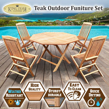 Load image into Gallery viewer, Golden Teak Wood Furniture Set (4 Chairs 1 Octagon Table)-Local Pickup Only
