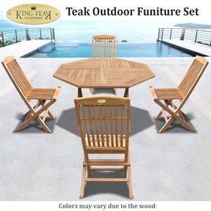 Golden Teak Wood Furniture Set (4 Chairs 1 Octagon Table)-Local Pickup Only