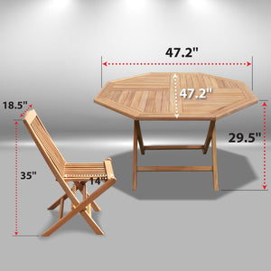 Golden Teak Wood Furniture Set (4 Chairs 1 Octagon Table)-Local Pickup Only