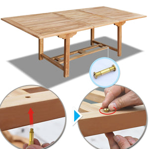 5 Outdoor Patio Classic Dining Wood Teak Furniture Set 1 Extending Table 4 Chair(Local Pickup Only)