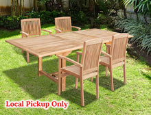 Load image into Gallery viewer, 5 Outdoor Patio Classic Dining Wood Teak Furniture Set 1 Extending Table 4 Chair(Local Pickup Only)
