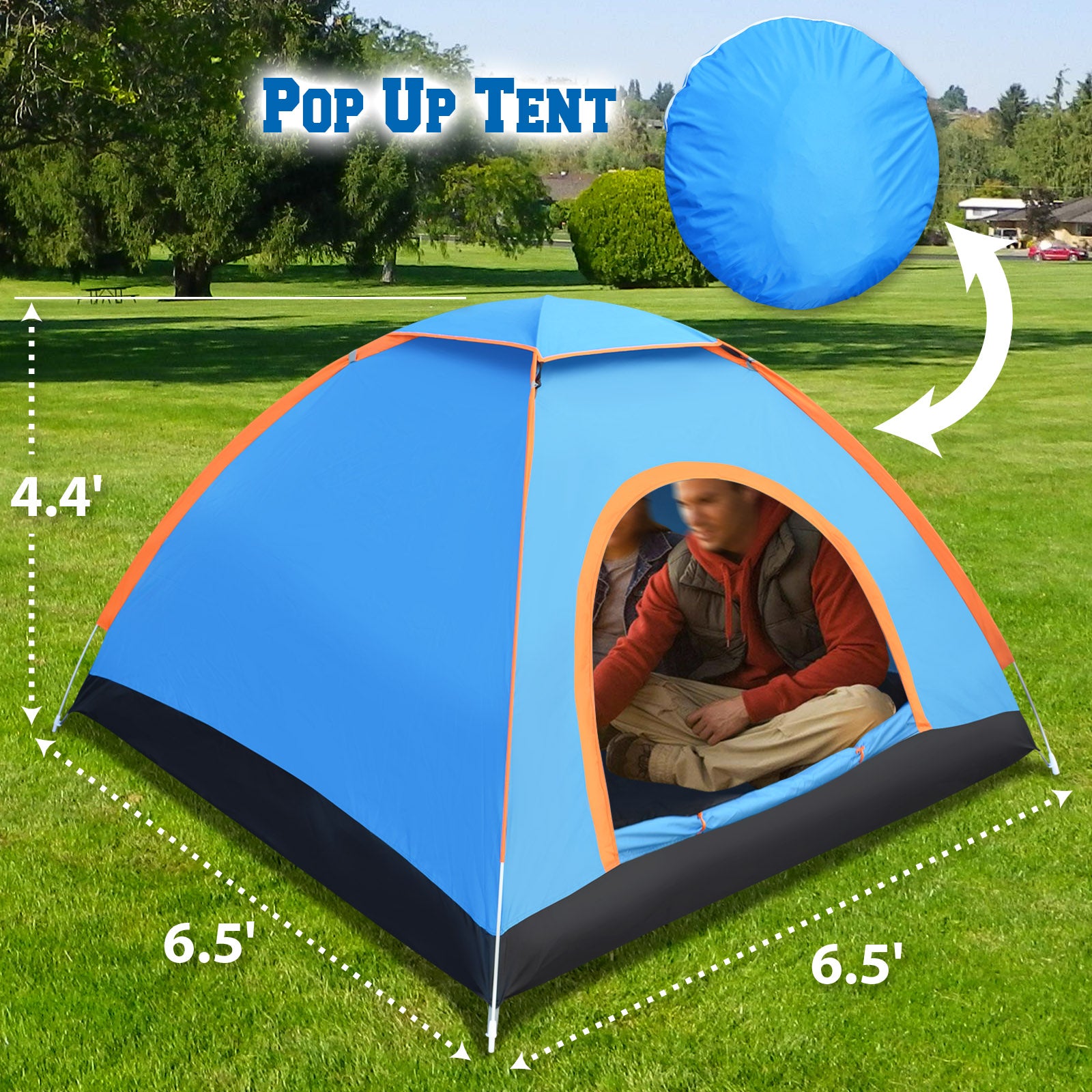SUNRISEUMBRELLA Pop up Camping Tent Portable 3-4 Person for