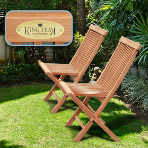 Set of 2 Golden Solid Teak Wood Folding Chair Outdoor Patio Home Yard Seater