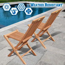 Load image into Gallery viewer, Set of 2 Golden Solid Teak Wood Folding Chair Outdoor Patio Home Yard Seater
