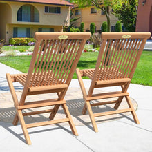 Load image into Gallery viewer, Set of 2 Golden Solid Teak Wood Folding Chair Outdoor Patio Home Yard Seater
