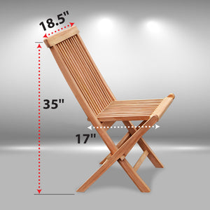 Set of 2 Golden Solid Teak Wood Folding Chair Outdoor Patio Home Yard Seater