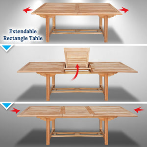 Outdoor Patio Teak Wood Rectangle Extending Table ( Local Pickup Only)