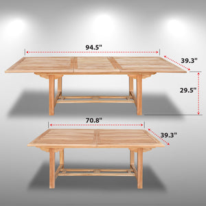 Outdoor Patio Teak Wood Rectangle Extending Table ( Local Pickup Only)