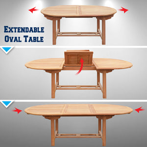 Outdoor Patio Teak Wood Oval Extending Table  ( Local Pickup Only)