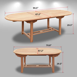 Outdoor Patio Teak Wood Oval Extending Table  ( Local Pickup Only)